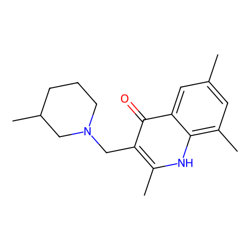 2,6,8-Trimethyl-3-[(3-methylpiperidin-1-yl)methyl]quinolin-4-ol structure