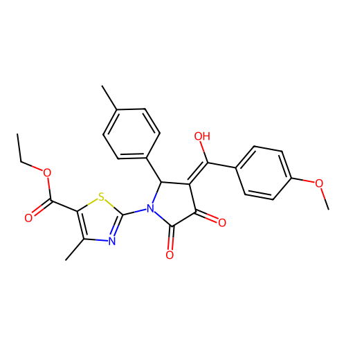 ethyl 2-(3-hydroxy-4-(4-methoxybenzoyl)-2-oxo-5-(p-tolyl)-2,5-dihydro-1H-pyrrol-1-yl)-4-methylthiazole-5-carboxylate structure