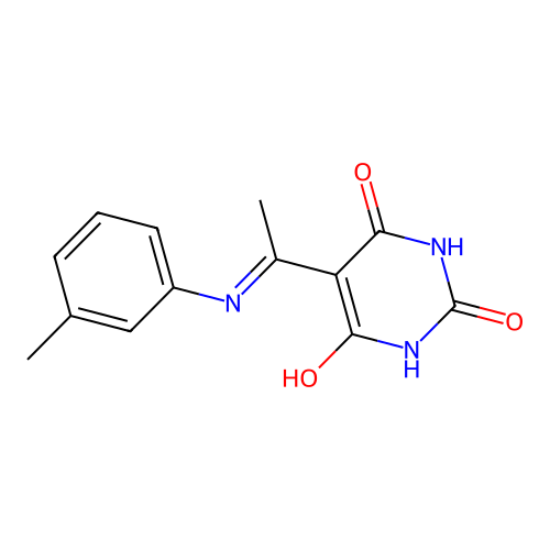 5-{1-[(3-methylphenyl)amino]ethylidene}pyrimidine-2,4,6(1H,3H,5H)-trione structure