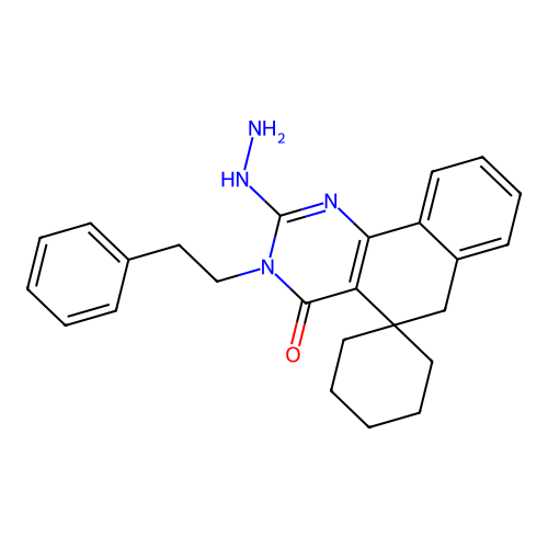 2-hydrazinyl-3-phenethyl-3H-spiro[benzo[h]quinazoline-5,1'-cyclohexan]-4(6H)-one structure