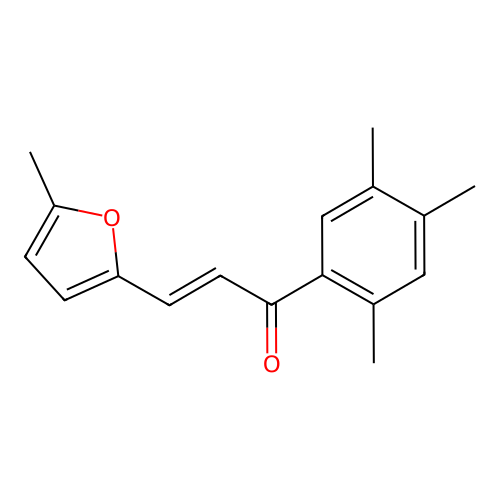 (E)-3-(5-methylfuran-2-yl)-1-(2,4,5-trimethylphenyl)prop-2-en-1-one structure
