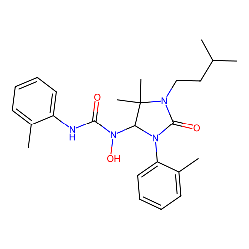 1-[5,5-dimethyl-1-(3-methylbutyl)-3-(2-methylphenyl)-2-oxoimidazolidin-4-yl]-1-hydroxy-3-(2-methylphenyl)urea structure