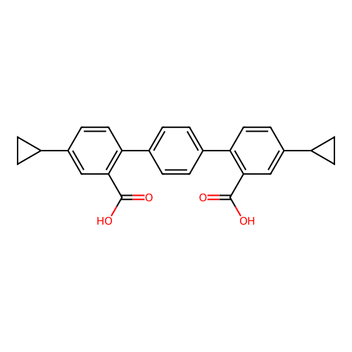 4,4''-Dicyclopropyl-1,1':4',1''-terphenyl-2,2''-dicarboxylic acid structure