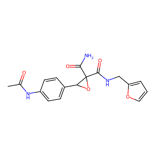 3-[4-(acetylamino)phenyl]-N-(furan-2-ylmethyl)oxirane-2,2-dicarboxamide structure