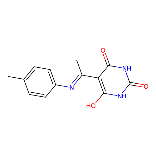 5-{1-[(4-methylphenyl)amino]ethylidene}pyrimidine-2,4,6(1H,3H,5H)-trione structure