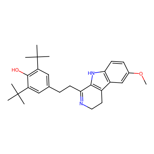 2,6-di-tert-butyl-4-[2-(6-methoxy-4,9-dihydro-3H-beta-carbolin-1-yl)ethyl]phenol structure