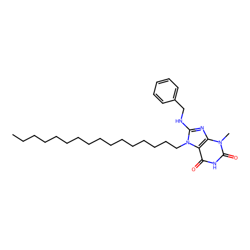8-Benzylamino-7-hexadecyl-3-methyl-3,7-dihydro-purine-2,6-dione structure