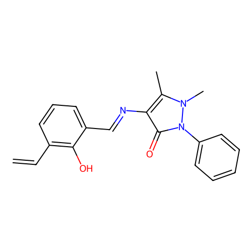 (E)-4-((2-hydroxy-3-vinylbenzylidene)amino)-1,5-dimethyl-2-phenyl-1H-pyrazol-3(2H)-one structure