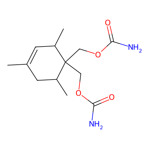 [1-(Carbamoyloxymethyl)-2,4,6-trimethylcyclohex-3-en-1-yl]methyl carbamate structure
