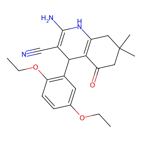 2-amino-4-(2,5-diethoxyphenyl)-7,7-dimethyl-5-oxo-1,4,6,8-tetrahydroquinoline-3-carbonitrile structure