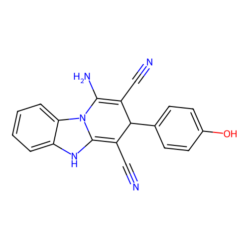 1-amino-3-(4-hydroxyphenyl)-3,5-dihydropyrido[1,2-a]benzimidazole-2,4-dicarbonitrile structure
