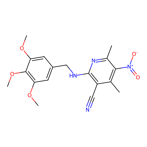 4,6-Dimethyl-5-nitro-2-(3,4,5-trimethoxy-benzylamino)-nicotinonitrile structure