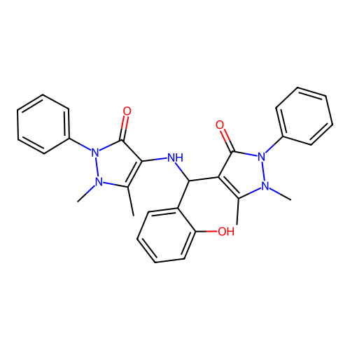 4-(((1,5-dimethyl-3-oxo-2-phenyl-2,3-dihydro-1H-pyrazol-4-yl)(2-hydroxyphenyl)methyl)amino)-1,5-dimethyl-2-phenyl-1H-pyrazol-3(2H)-one structure