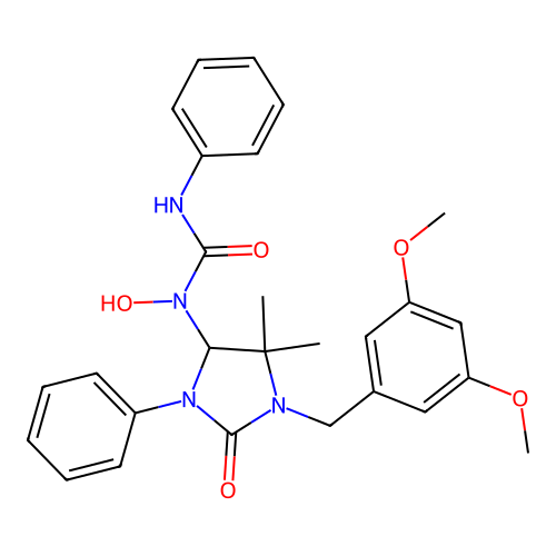 1-(1-(3,5-dimethoxybenzyl)-5,5-dimethyl-2-oxo-3-phenylimidazolidin-4-yl)-1-hydroxy-3-phenylurea structure