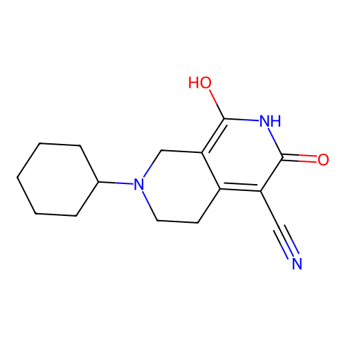 7-Cyclohexyl-1,3-dihydroxy-5,6,7,8-tetrahydro-2,7-naphthyridine-4-carbonitrile structure