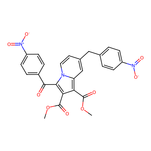 Dimethyl 3-(4-nitrobenzoyl)-7-[(4-nitrophenyl)methyl]indolizine-1,2-dicarboxylate structure