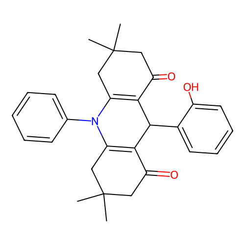 9-(2-hydroxyphenyl)-3,3,6,6-tetramethyl-10-phenyl-4,5,7,9-tetrahydro-2H-acridine-1,8-dione structure