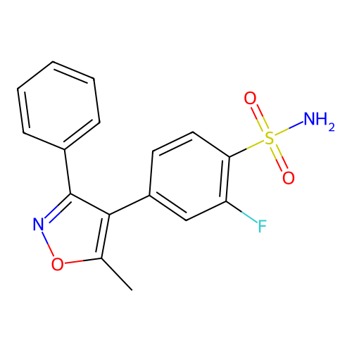 2-Fluoro-4-(5-methyl-3-phenyl-1,2-oxazol-4-yl)benzenesulfonamide structure