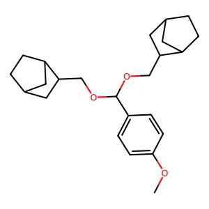 3-[[3-bicyclo[2.2.1]heptanylmethoxy-(4-methoxyphenyl)methoxy]methyl]bicyclo[2.2.1]heptane structure