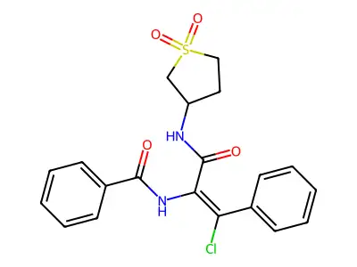 N-{(1Z)-1-chloro-3-[(1,1-dioxidotetrahydrothiophen-3-yl)amino]-3-oxo-1-phenylprop-1-en-2-yl}benzamide structure