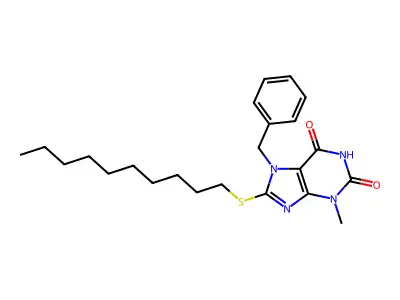 7-Benzyl-8-decylsulfanyl-3-methylpurine-2,6-dione structure