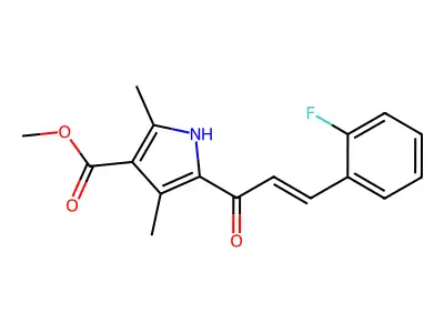 methyl 5-[3-(2-fluorophenyl)prop-2-enoyl]-2,4-dimethyl-1H-pyrrole-3-carboxylate structure
