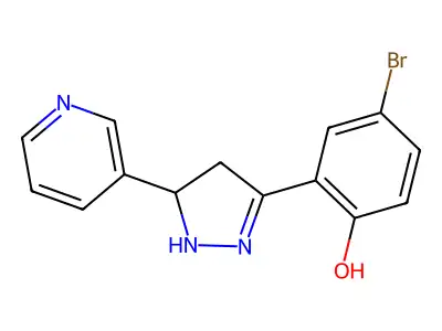 4-Bromo-2-(5-pyridin-3-YL-4,5-dihydro-1H-pyrazol-3-YL)phenol structure