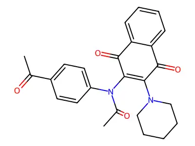 N-(4-acetylphenyl)-N-(1,4-dioxo-3-piperidin-1-ylnaphthalen-2-yl)acetamide structure