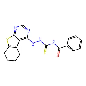 N-[(5,6,7,8-tetrahydro-[1]benzothiolo[2,3-d]pyrimidin-4-ylamino)carbamothioyl]benzamide structure