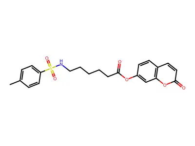 2-oxo-2H-chromen-7-yl 6-{[(4-methylphenyl)sulfonyl]amino}hexanoate structure