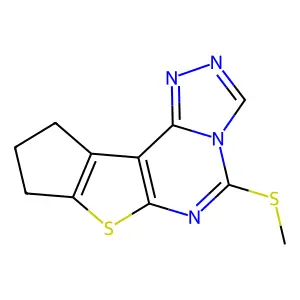5-(methylthio)-9,10-dihydro-8H-cyclopenta[4,5]thieno[3,2-e][1,2,4]triazolo[4,3-c]pyrimidine structure