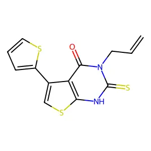 3-(prop-2-en-1-yl)-2-sulfanyl-5-(thiophen-2-yl)-3H,4H-thieno[2,3-d]pyrimidin-4-one structure