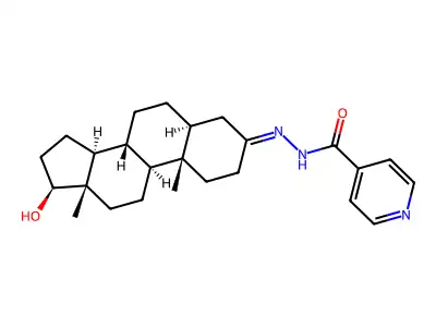 4-Pyridinecarboxylic acid, [(5.alpha.,17.beta.)-17-hydroxyandrostan-3-ylidene]hydrazide structure