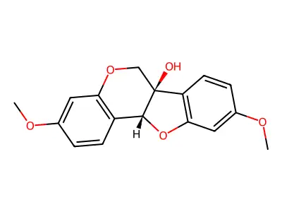 (6aR,11aR)-3,9-Dimethoxy-6H-benzofuro(3,2-c)(1)benzopyran-6a(11aH)-ol structure