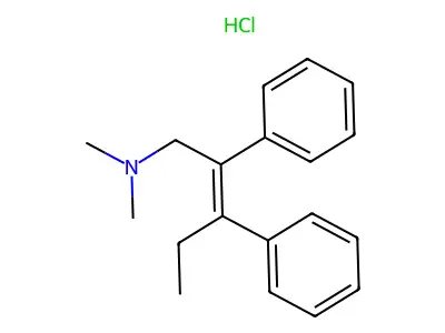 Benzeneethanamine, N,N-dimethyl-beta-(1-phenylpropylidene)-, hydrochloride structure