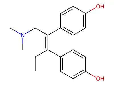Phenol, 4,4'-(1-((dimethylamino)methyl)-2-ethyl-1,2-ethenediyl)bis- structure