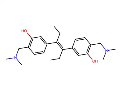 3,3'-Stilbenediol, 4,4'-bis((dimethylamino)methyl)-alpha,alpha'-diethyl-, (E)- structure
