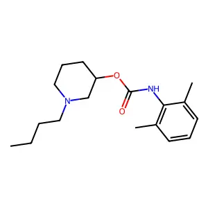 Carbanilic acid, 2,6-dimethyl-, 1-butyl-3-piperidyl ester, (R)-(+)- structure
