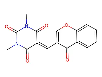 1,3-Dimethyl-5-[(4-oxochromen-3-yl)methylene]hexahydropyrimidine-2,4,6-trione structure