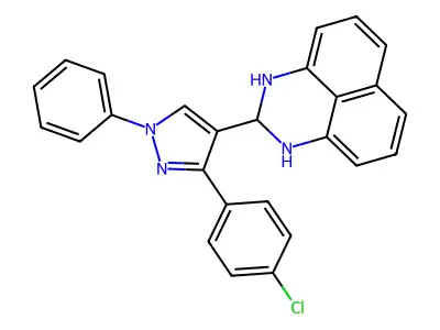 2-[3-(4-chlorophenyl)-1-phenyl-1H-pyrazol-4-yl]-2,3-dihydro-1H-perimidine structure