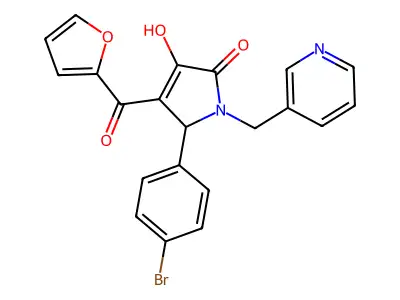 (4E)-5-(4-bromophenyl)-4-[furan-2-yl(hydroxy)methylidene]-1-(pyridin-3-ylmethyl)pyrrolidine-2,3-dione structure