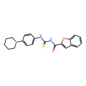 N-[(4-piperidin-1-ylphenyl)carbamothioyl]-1-benzofuran-2-carboxamide structure