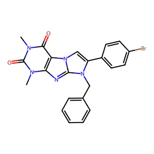 6-Benzyl-7-(4-bromophenyl)-2,4-dimethylpurino[7,8-a]imidazole-1,3-dione structure