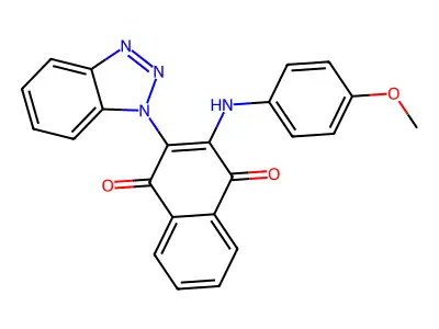 2-(1H-benzotriazol-1-yl)-3-[(4-methoxyphenyl)amino]naphthalene-1,4-dione structure
