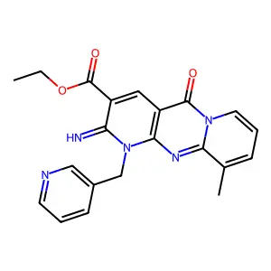 ethyl 2-imino-10-methyl-5-oxo-1-(pyridin-3-ylmethyl)-2,5-dihydro-1H-dipyrido[1,2-a:2',3'-d]pyrimidine-3-carboxylate structure