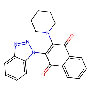 2-(1H-benzo[d][1,2,3]triazol-1-yl)-3-(piperidin-1-yl)naphthalene-1,4-dione structure