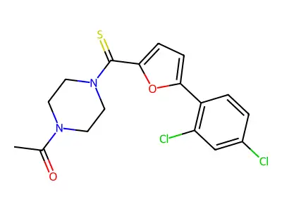 1-(4-(5-(2,4-Dichlorophenyl)furan-2-carbonothioyl)piperazin-1-yl)ethanone structure