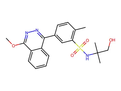 N-(1-hydroxy-2-methylpropan-2-yl)-5-(4-methoxyphthalazin-1-yl)-2-methylbenzenesulfonamide structure