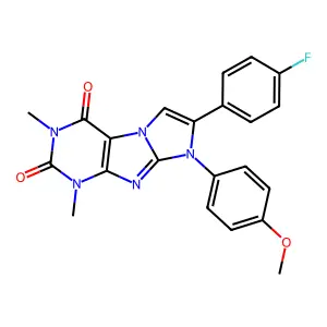 7-(4-fluorophenyl)-8-(4-methoxyphenyl)-1,3-dimethyl-1H-imidazo[2,1-f]purine-2,4(3H,8H)-dione structure