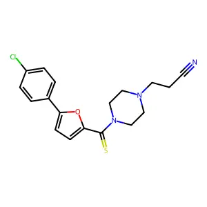 3-(4-(5-(4-Chlorophenyl)furan-2-carbonothioyl)piperazin-1-yl)propanenitrile structure